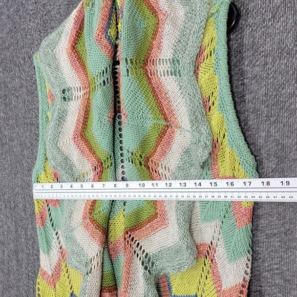 Anthropologie Rosie Neira Sweater Womens XS/S Green Chevron Sleeveless Cardigan - Picture 6 of 15